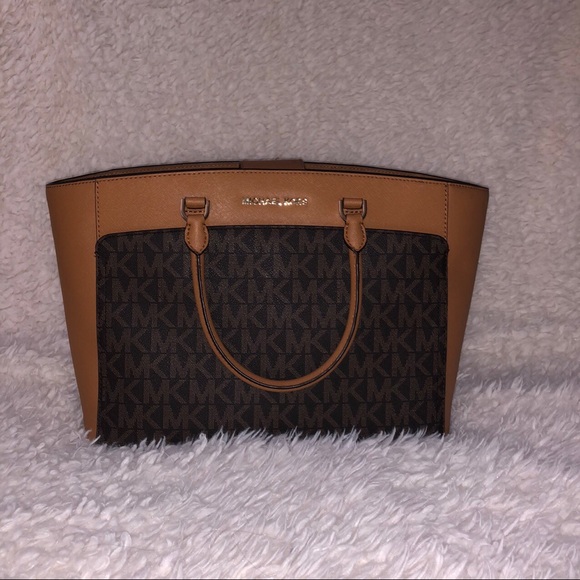 Michael Kors Handbags - Michael Kors Jet Set Logo Brown Shoulder Bag